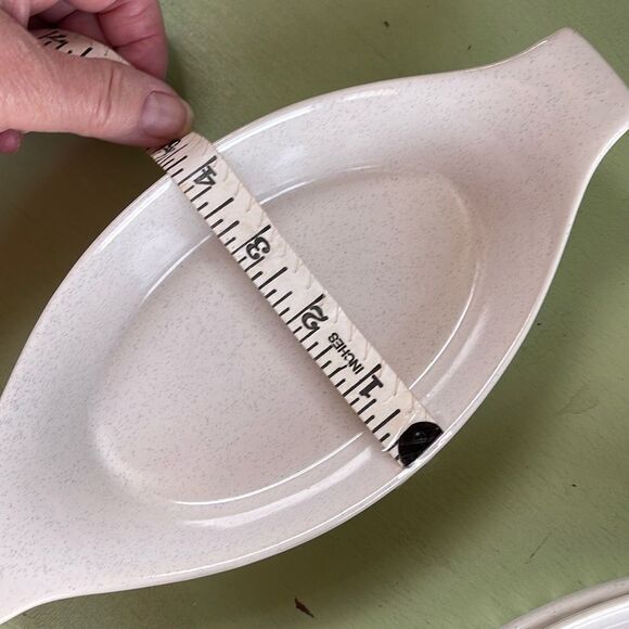 Oven proof made in Japan stoneware Au Gratin dish speckled set of 3. Midcentury - Picture 11 of 12